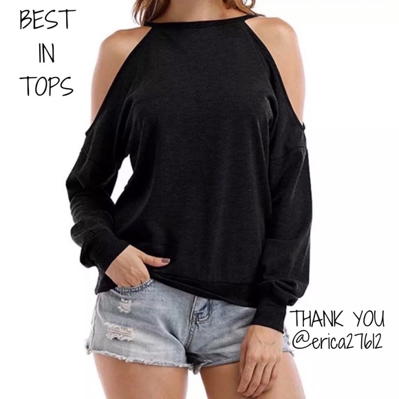 Gorgeous Sexy Long Sleeve Cold Shoulder Top - Picture 2 of 6